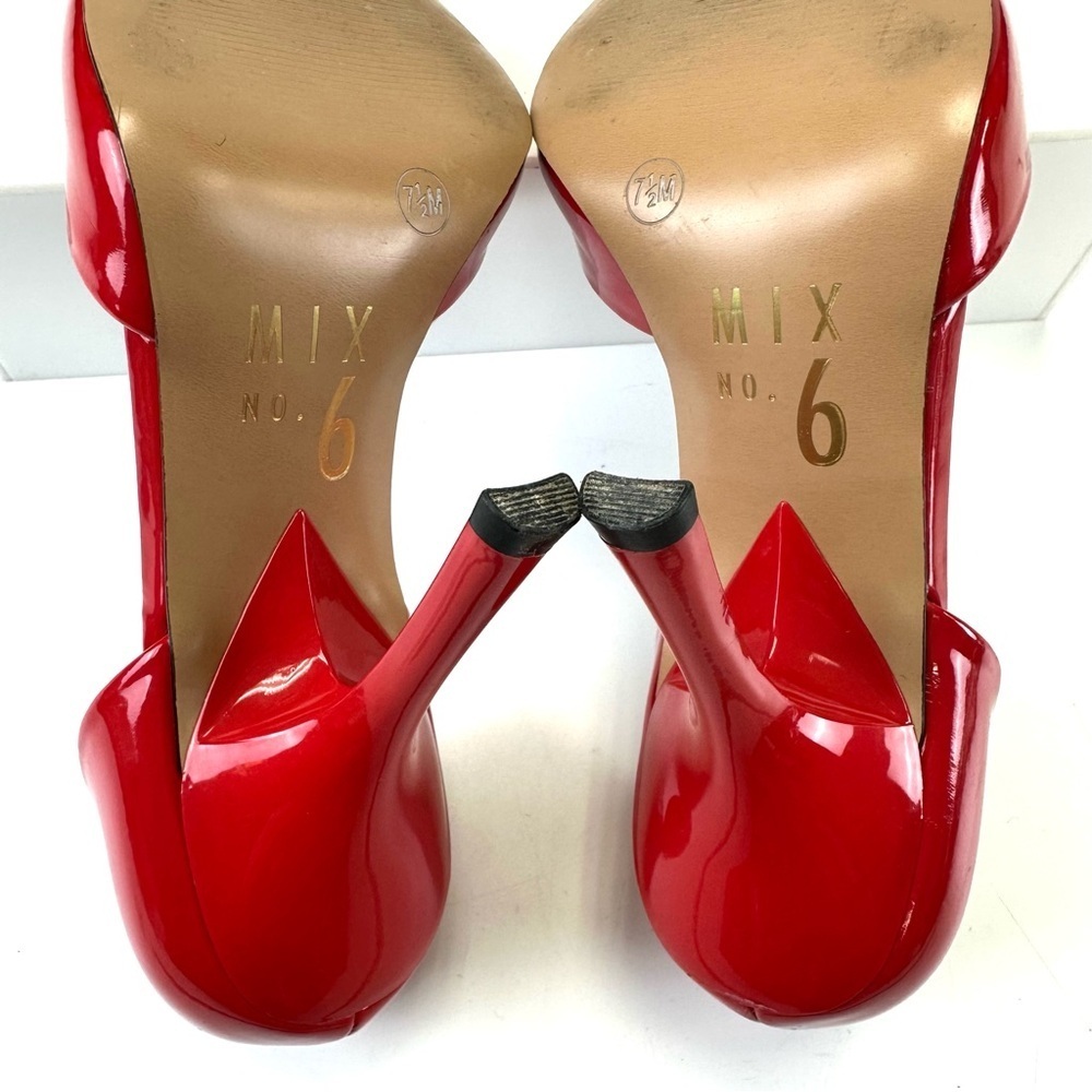 Mix No 6 red patent heels Size 7.5 pointy toe pumps party cocktail - Picture 7 of 9